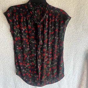 Banana Republic Small sheer shirt black with flowers